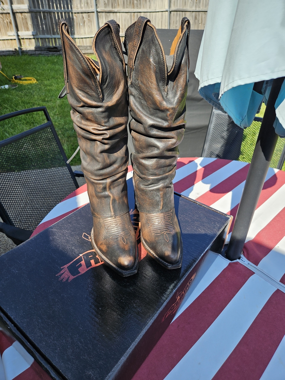 Freebird By Steven Jules Leather Slouched Western Knee Boot - Picture 3 of 9